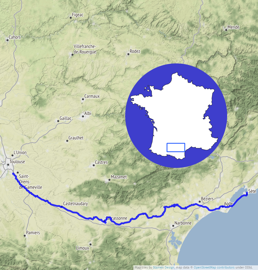 map of canal du midi